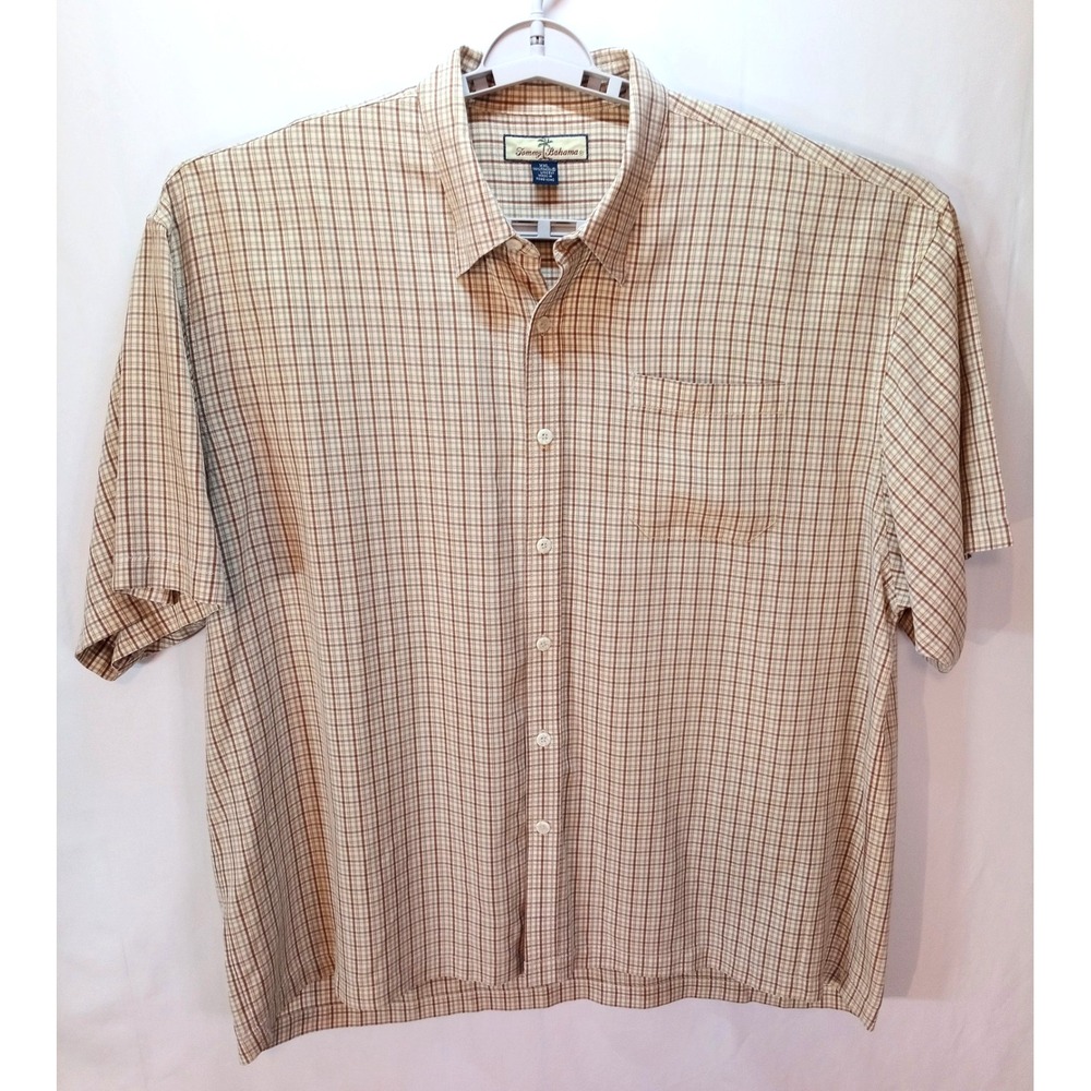 Tommy Bahama Plaid Men's Button Down Camp Shirt, XXL